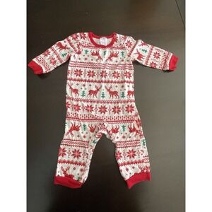 PatPat Baby 6-9M Red & White One Piece Long Sleeve Pajama Bodysuit New No Tags